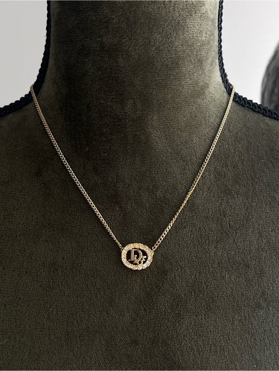 Dior Jewelry - SOLD Auth Vintage Dior Classic Logo Monogram Rhinestone Oval Gold Chain Necklace